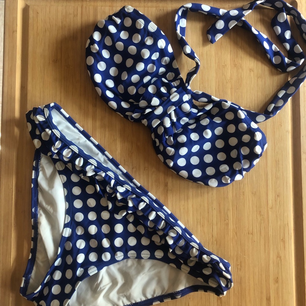 Classic Blue Polka Dot Bikini Swimwear